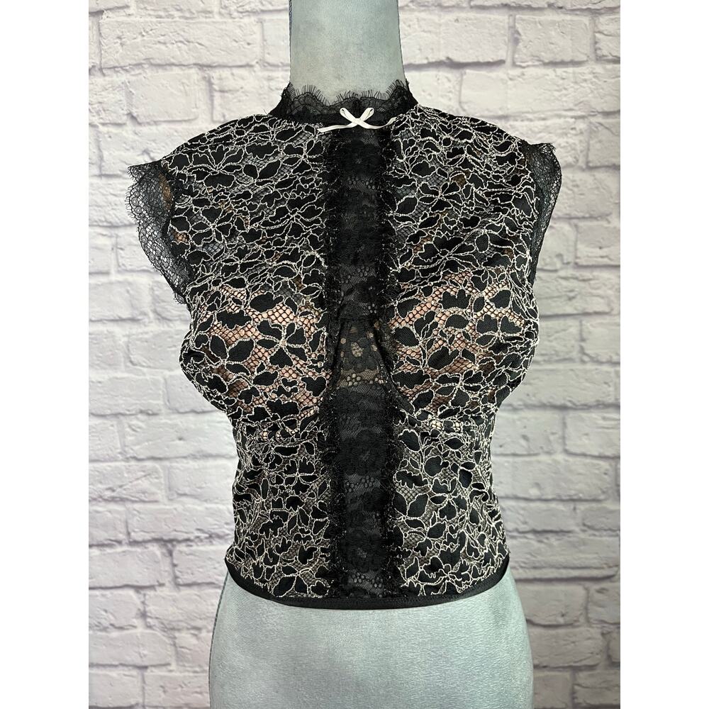 Victoria's Secret Black Lace Corset Style Blouse with Open Back & Built-in Bra - Picture 2 of 9